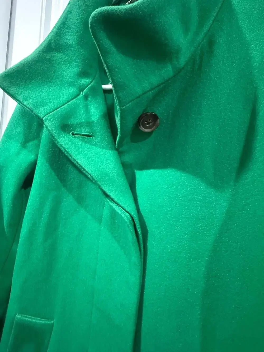 J.Crew Emerald Green Wool Blend Funnel Neck Hidden Button Coat Size 2